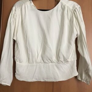 Sandro White Puff Sleeve Blouse with Relaxed Fit